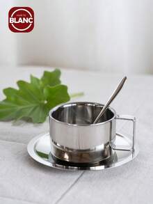 1 zestaw 6,8 uncji stalowych kubków do kawy ze stali nierdzewnej, filiżanki do espresso, kubki do kawy z podwójnymi ściankami, szklanki do latte, cappuccino, mleka, herbaty, na popołudniową herbatę, na Boże Narodzenie, na świąteczne prezenty - Srebro - Zobacz 1