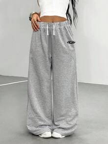 Sparklyn 少女宽松弧形运动裤，休闲时尚百搭运动长裤，适合跳舞、上学、运动 - 淺灰色 - 查看 6