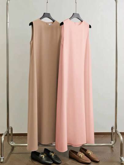 Al Najma Women's Casual Solid Color Versatile Sleeveless Dress, Summer