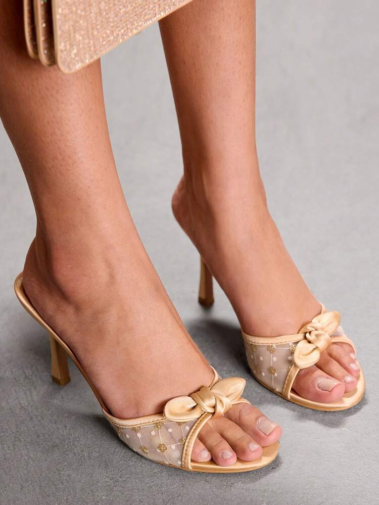 CUCCOO SZL Brown PU Leather Women's Pointed Toe High Heel Mule Sandals Spring Shoes Spring Break Easter Prom Heels Valentine's Day