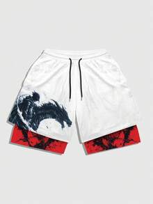 ROMWE MEN Goth Quần short nam kiểu dáng thường ngày, phối màu tương phản. - Nhiều màu - Xem 6