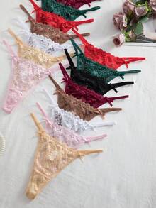 16条/套 浪漫性感蕾丝女士丁字裤，颜色随机 - 彩色 - 查看 5