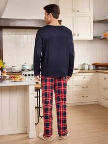 CoupledUp Couple 1set Casual Cute Koala Animal Print Plaid Long Sleeve Pajama Set, Autumn Loungewear, Winter Clothes Couples Matching Pajamas Set 2 Piece Pj Set Cute Pjs Set Couple Pajama Sleep Wear Set - Multicolor - View 5