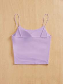 SHEIN Essnce Women Tight-Fitting Round Neck Chest Pad Breathable Summer All-Match Camisole Women Tops Bra Free Top Y2k - Mauve Purple - View 2