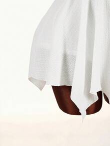 Amplova 2026 Early Spring New Arrival Low-Cut Bodycon A-Line Textured Fabric Asymmetric Hem Dress - White - View 8