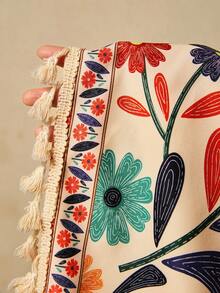 Travachic 加大码露脐上衣，女士夏季印花宽松抹胸上衣 - 杏色 - 查看 7