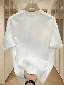 Versatile Casual Loose Fit Short Sleeve T-Shirt With Fun Print, For Vacation, Work And Everyday Wear - 粉色 - 查看 2