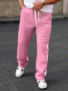 Manfinity Hypemode Quần nỉ nam cạp rút họa tiết chắp vá màu tương phản thường ngày Quần nỉ nam màu hồng Quần nỉ tập gym màu hồng Quần nỉ màu hồng Quần nỉ dạo phố - Nhiều màu - Xem 5