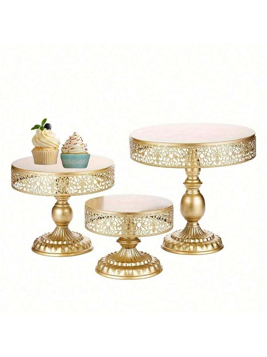 1pcsGolden Cake Rack Set, Metal Dessert Table Display Rack, Wedding ...