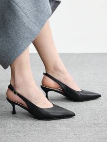 CUCCOO BIZCHIC 女士休闲简约通勤黑色尖头高跟鞋 - 黑色 - 查看 5