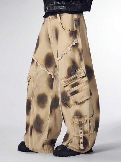 Street Life Men's Ink Dot Distressed Straight Leg Jeans