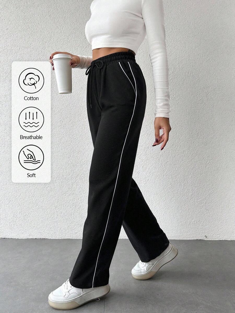 EURMUSE Women's Drawstring Waist Sweatpants - Black - View 1