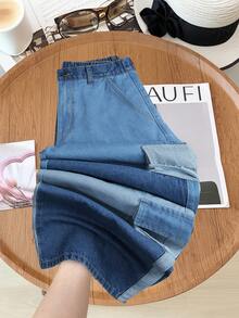 SHEIN MOD 女士撞色多口袋宽松休闲牛仔裤 - 彩色 - 查看 8