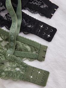 DesireSculpt 2件装女士纯色蕾丝钢圈文胸 - 綠色 - 查看 4