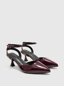 CUCCOO BIZCHIC Women's Basic Black High Heel Pumps, Office/Commute Valentine's Day - Burgundy - View 7