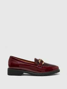 CUCCOO BIZCHIC Slip-On Thick Sole Fashion Versatile Casual British Style Burgundy Loafers, Women Shoes, College Style Oxfords - Burgundy - View 8