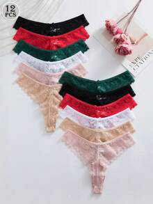 Snug Zone 12pcs/Pack Celana Dalam Wanita Nyaman dengan Hiasan Renda - MultiWarna - View 3