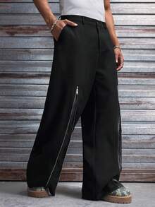 AXEPEAK Pantalon décontracté ample à zip pour hommes - Noir - Voir 6