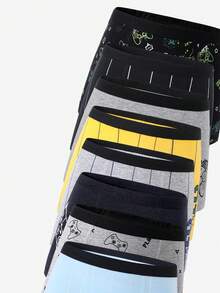 5条装青少年男童极简时尚电子游戏条纹印花透气纯棉柔软三角裤 - 彩色 - 查看 7