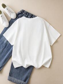 SHEIN How to Train Your Dragon Tween Boy 1pc Casual Style Round Neck Short Sleeve Comfortable T-Shirt, Suitable For School, Gatherings, Outings And More - White - View 2