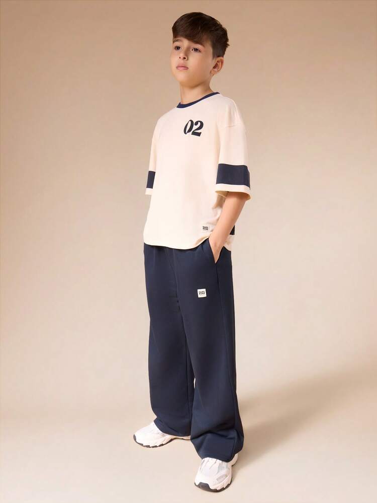 Graphic Tee And Trouser Set With Number Print