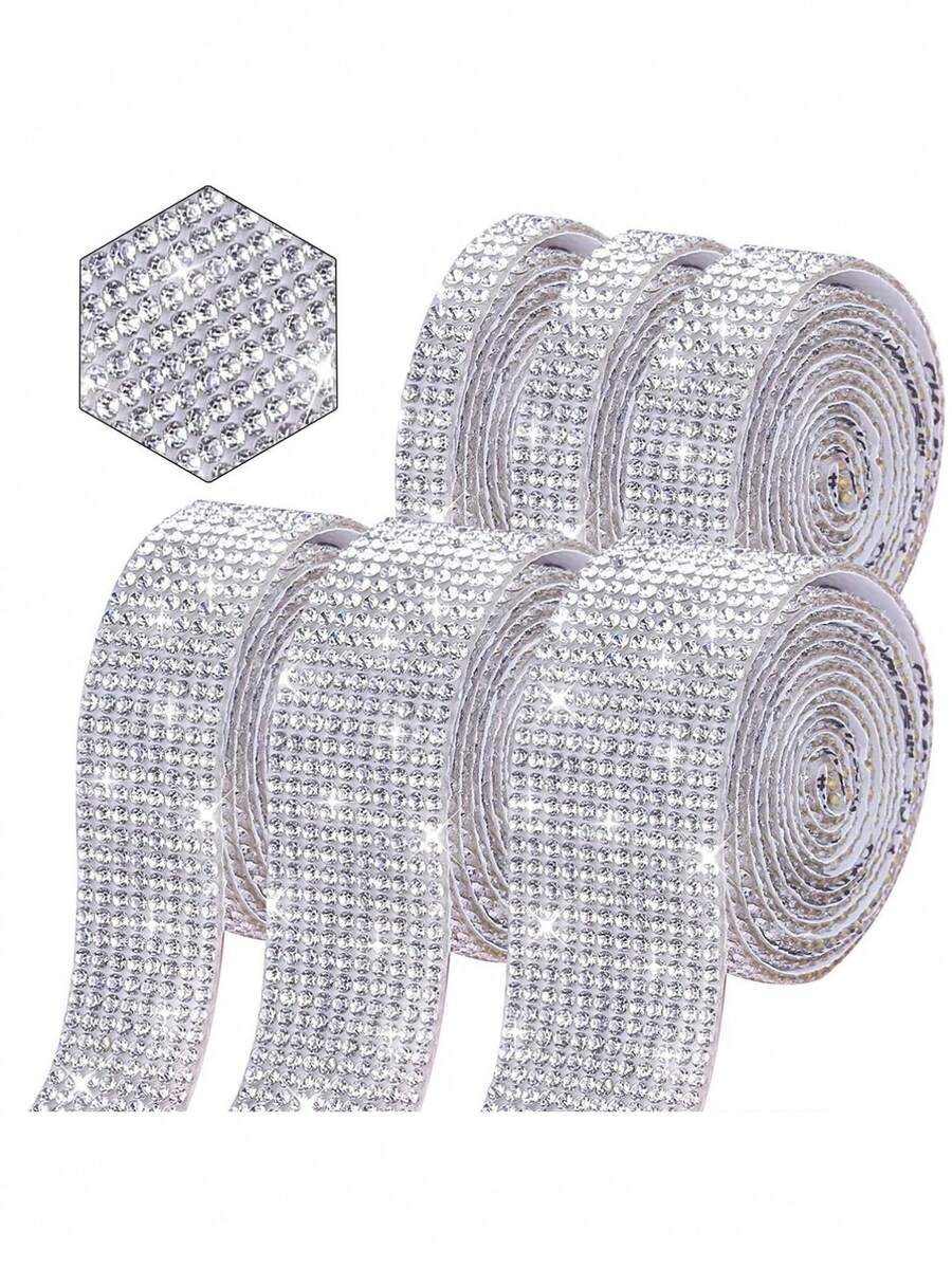 1 Cuộn ruy băng đính đá trang trí DIY, thích hợp để trang trí hộp quà, quà tặng. - trắng - Xem 1
