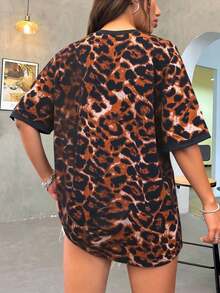 Playera Oversize Animal Print | Ropa Casual para Mujer - Leopardo - Ver 4