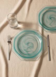 Cirelle 1PC Modern Marble Cloud Glass Tray, Frosted Serving Plate For Appetizers Desserts, Kitchen Dining Table Decor - Multicolor - View 8