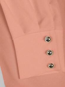 Franclia Đầm dệt kim cỡ lớn cổ thuyền, eo thon, tay phồng, dáng xòe, thích hợp cho mùa Thu/Đông. - Hồng - Xem 5