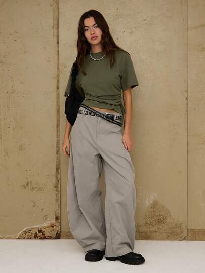 COUREZ Short Sleeve T-Shirt With Tie Hem Detail