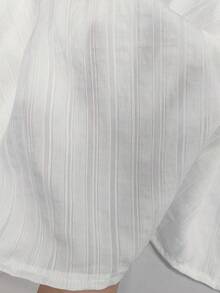 SHEIN LUNE 女士度假休闲纯色衬衫和裙子两件套 - 白色 - 查看 8
