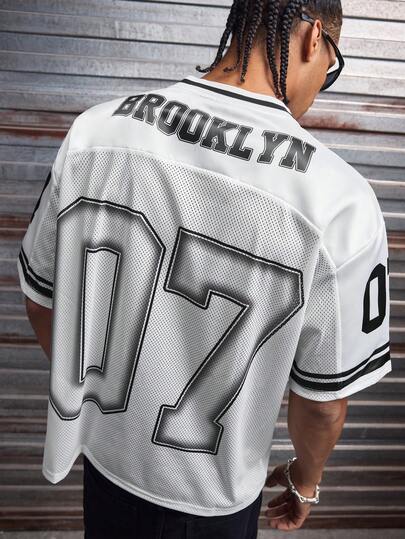  Camiseta de malla suelta de cuello de béisbol, manga corta y escote en V de estilo casual y urbano para hombres de AXEPEAK