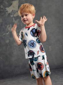 SHEIN How to Train Your Dragon Young Boy Summer Casual Dragon Print Short Sleeve T-Shirt And Shorts Set - White - View 6