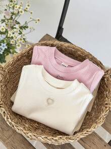 LMoss Kids 女婴夏季休闲爱心刺绣荷叶边上衣 - 彩色 - 查看 6