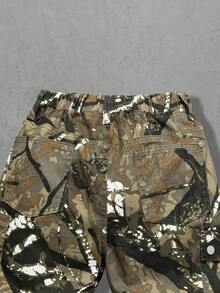 Denimly 男童时尚休闲迷彩牛仔裤，松紧腰带，工装口袋，宽松版型，水洗军绿色 - 綠色 - 查看 5