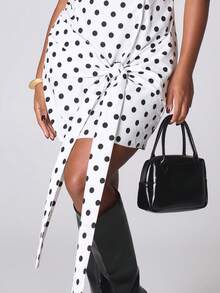 MUSERA Sleeveless Fitted Sleevless Mini Dress Drape Tie NewYear Cute Sexy Going Out Evening Party Accented - Multicolor - View 2