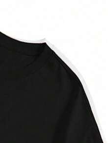 Camiseta hombre cuello redondo y manga corta. Estilo casual con estampados modernos y cómodos. Para hombres y mujeres, estilo pareja, pareja, camiseta de manga corta con estampado de moda - Negro - Ver 6