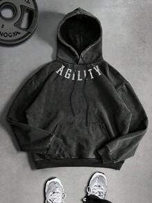 Sport MetroGents 男士休闲字母图案袋鼠口袋抽绳卫衣，秋季款