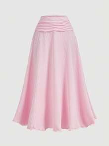 SHEIN MOD 2pcs/Set Women Jacquard Halter Top And Skirt - Baby Pink - View 8