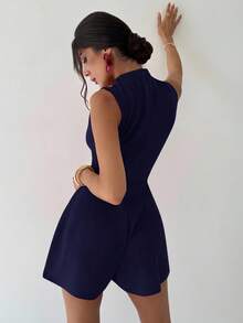 Firerie Đầm liền thân xếp ly chữ A dáng ngắn thanh lịch, tối giản, tinh tế, lãng mạn, ngọt ngào, đi làm hàng ngày, tiệc cưới, lễ hội âm nhạc, kỳ nghỉ, màu đỏ - Màu xanh hải quân - Xem 2