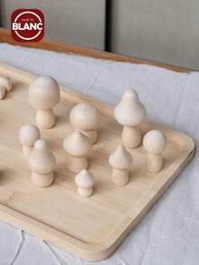 5/10pcs Unfinished Wooden Mushrooms, Natural Mini DIY Craft Mushroom Figurines For Art, Crafts, Painting, Home Shelf, Desktop Decor - Multicolor - View 6