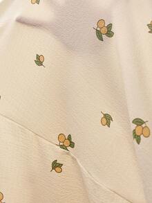 FloralLove 浪漫花卉印花彼得潘领荷叶边下摆宽松长款睡裙，适合女性，情人节适用 - 黃色 - 查看 7