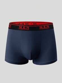 EasyFave 5pcs/Pack Men's Contrast Letter Tape Waist Comfortable Boxer Briefs, Suitable For Valentine's Day - Multicolor - View 5