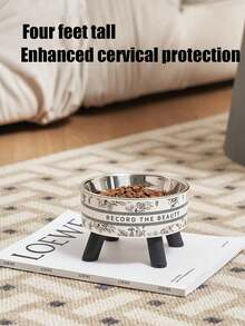 1pc Elevated Pet Bowl, Stainless Steel Dog/Cat Food & Water Bowl, Neck-Friendly Design