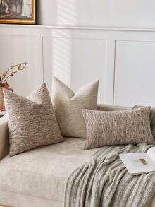 1 pièce Taie d'oreiller décorative à carreaux de style écossais 45X45cm, Housses de coussin décoratif pour lit, canapé, salon, style bohème, décor d'accent pour chambre et salon, Housse de coussin carré en velours, noir et rouge - Beige - Voir 4