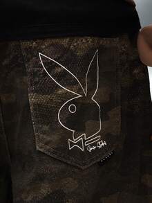 PLAYBOY X SUMWON 迷彩印花宽腿宽松牛仔裤，后袋图案设计 - 彩色 - 查看 8
