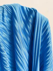 Soleia Váy ngắn xếp ly nhún bèo kim loại Y2K gợi cảm cho nữ - Màu xanh lam - Xem 6