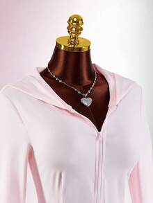 Amplova 女士连体连帽衫，性感褶皱露背长款连体裤，带帽设计，适合早春运动休闲穿着 - 粉色 - 查看 13