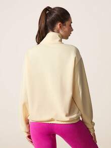 SHEIN Sovereign Charm 女士休闲撞色立领运动卫衣，秋季款 - 彩色 - 查看 2