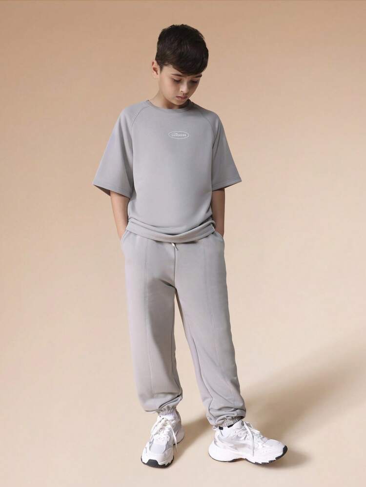 Crew Neck Tee And Jogger Set With Logo